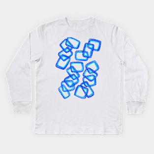 Rectangle Chain Blue Kids Long Sleeve T-Shirt